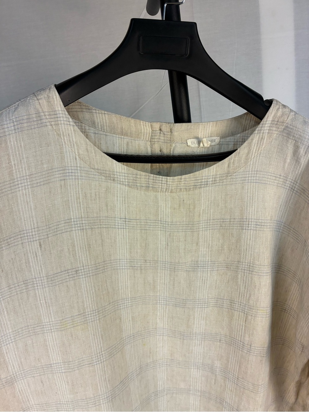 Eileen Fisher Catalan Organic Linen Boxy Plaid Top XL - Picture 4 of 11